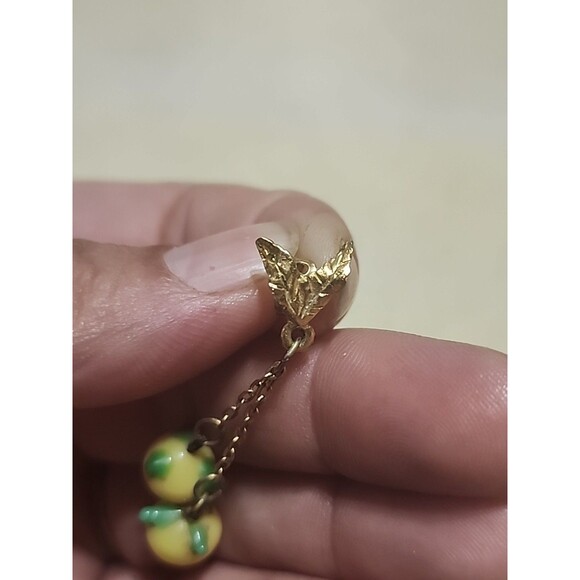 Vintage Glass Lemon Earrings Dangling Pierced Fruit Jewelry Retro - Picture 5 of 6